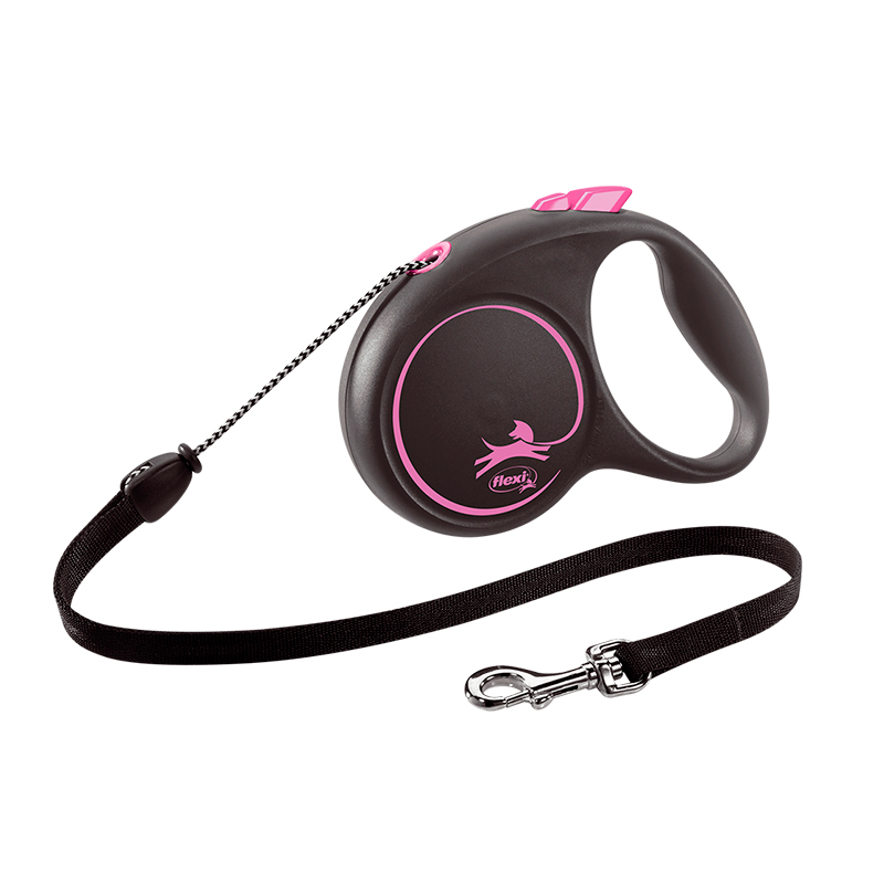 Flexi Extensible Strap Black Design Pink Cord