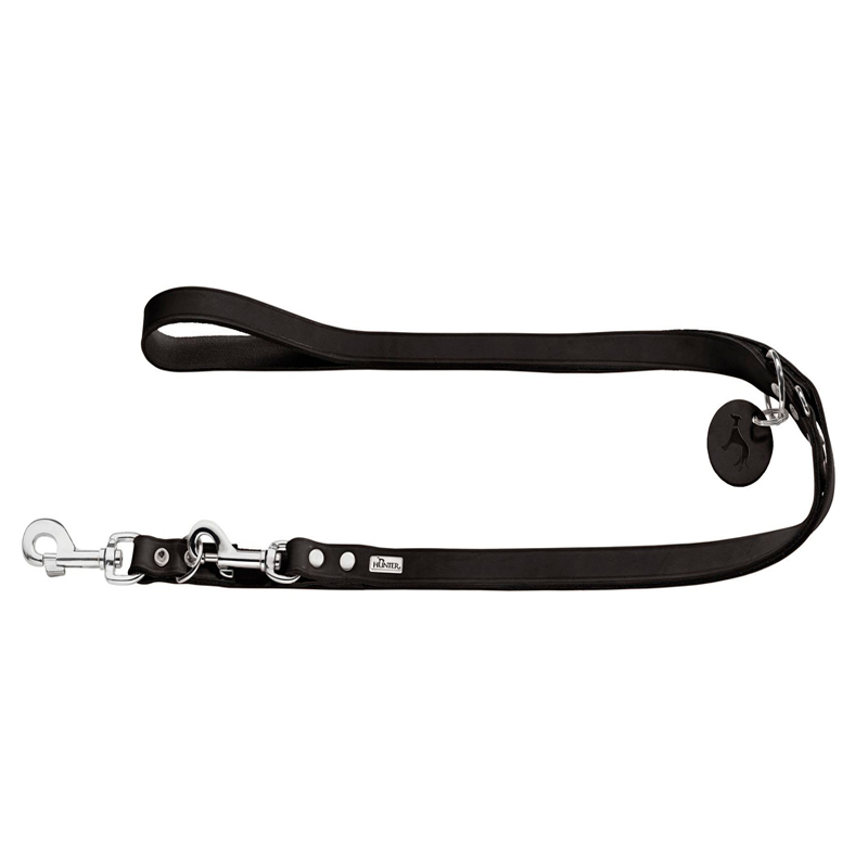 Hunter Adjustable Black Aalborg Leather Dog Leash