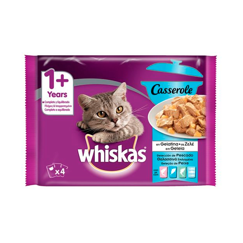 Whiskas Casserole Fish Selection in Jelly Wet cat food 4x85gr