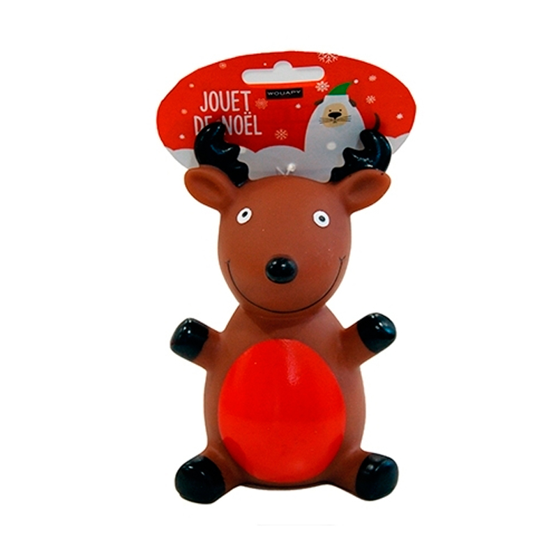 Wouapy Christmas Vinyl Reindeer Dog Toy