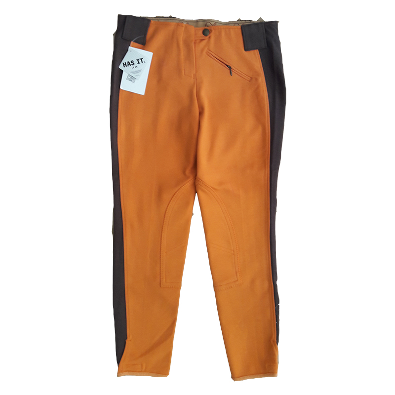 Zaldi Competition Fabric Ridding Trousers Unisex Orange / Chocolate