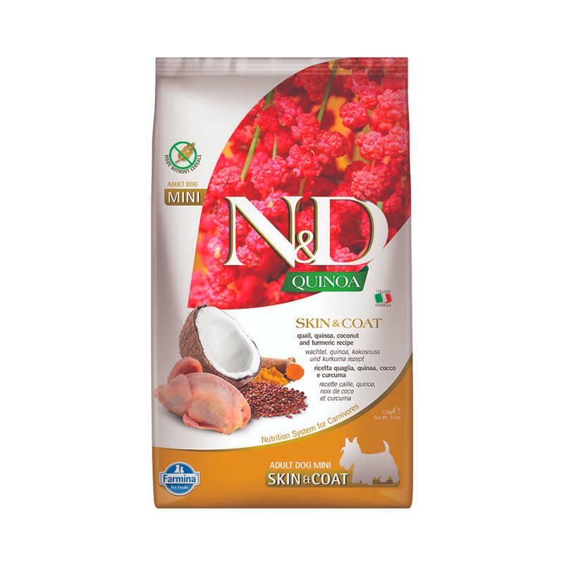 Farmina N&D Grain Free Quinoa Perro Mini Skin & Coat Codorniz